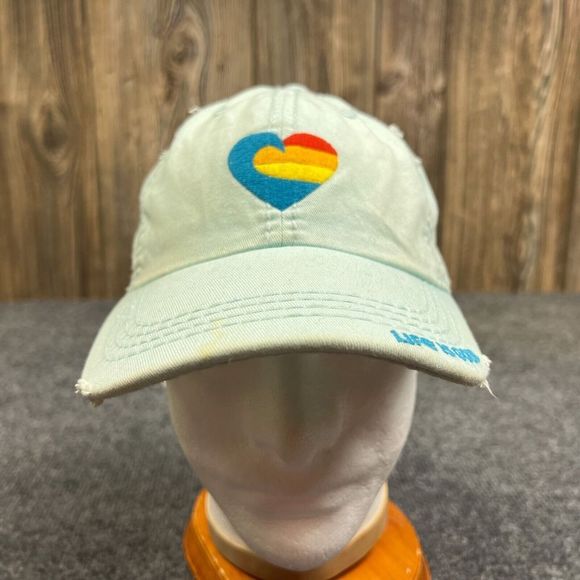 Life Is Good Big Heart Logo Cap Womens Adjustable Embroidered Green Hat - Picture 2 of 9